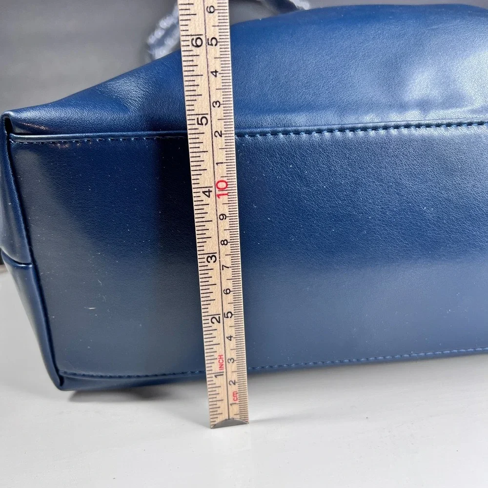 K Carroll Brit Hobo Shoulder Bag Navy Blue Faux Leather Zipper Pocket NWT